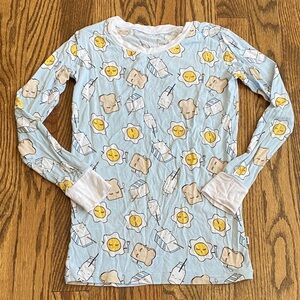 Little Sleepies blue Breakfast Buddies long sleeve pajama top, size 7/8.